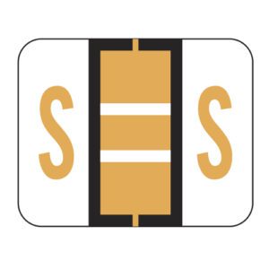File Doctor Compatible Alpha Labels, Letter "S", Fluorescent Orange, Laminated Stock, 1" X 1-1/4" Individual Letters - Roll of 500