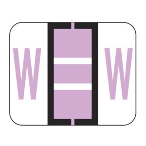 File Doctor Compatible Alpha Labels, Letter "W", Lilac, Laminated Stock, 1" X 1-1/4" Individual Letters - Roll of 500
