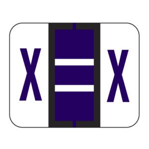 File Doctor Compatible Alpha Labels, Letter "X", Purple, Laminated Stock, 1" X 1-1/4" Individual Letters - Roll of 500