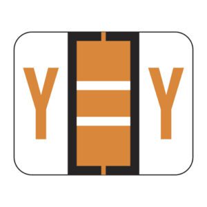 File Doctor Compatible Alpha Labels, Letter "Y", Orange, Laminated Stock, 1" X 1-1/4" Individual Letters - Roll of 500