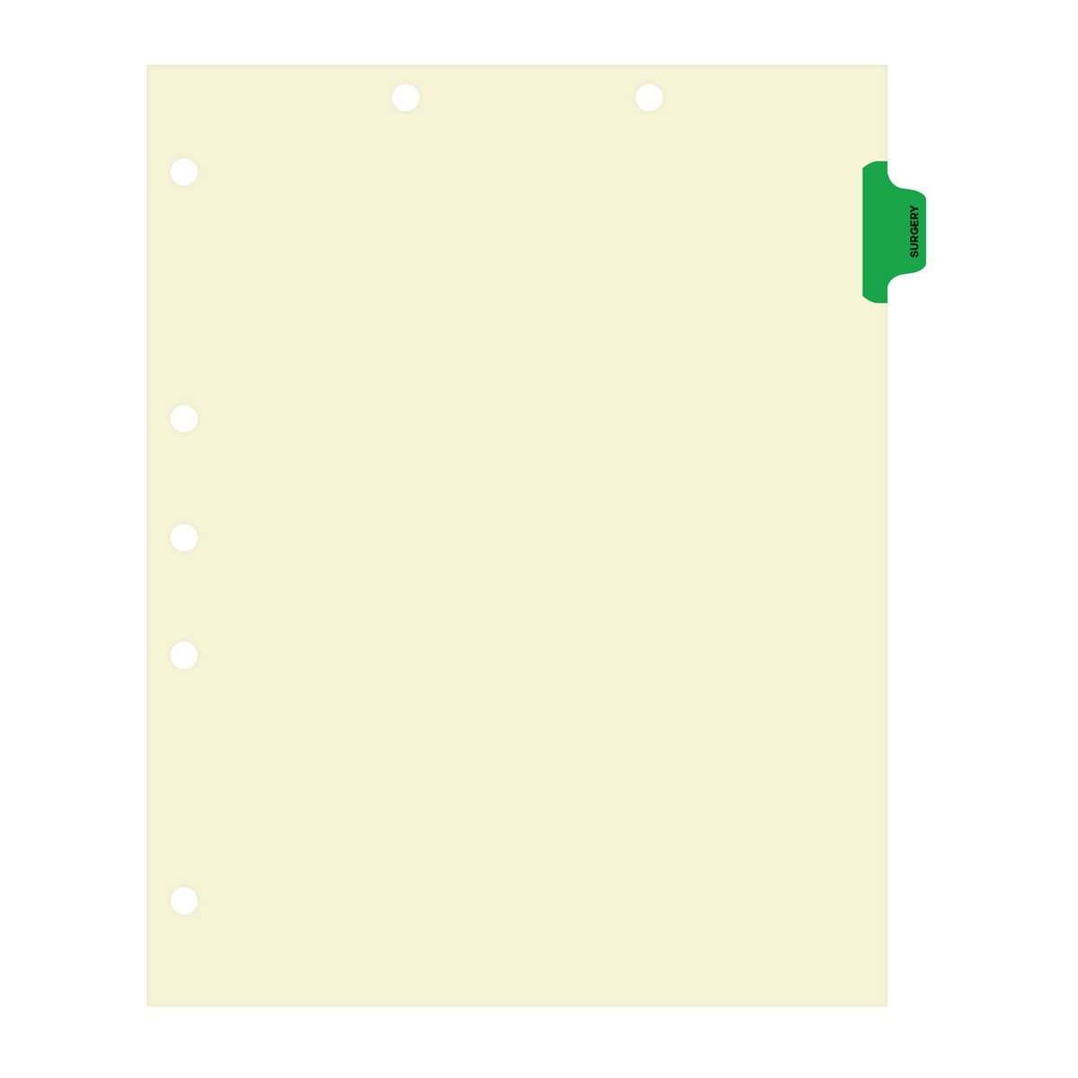 Individual Chart Divider Packs, Surgery (Med Green), Side Tab 1/8th Cut ...
