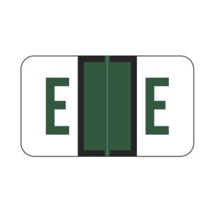 Jeter 5100 Compatible Alpha Labels, Letter "E", Dark Green, Laminated Stock, 15/16" X 1-5/8" Individual Letters - Roll of 500