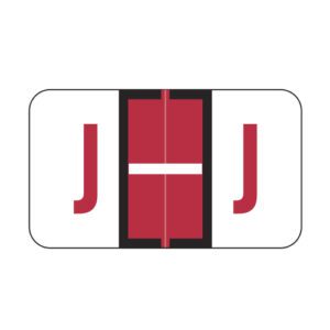Jeter 5100 Compatible Alpha Labels, Letter "J", Red, Laminated Stock, 15/16" X 1-5/8" Individual Letters - Roll of 500