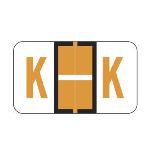Jeter 5100 Compatible Alpha Labels, Letter "K", Light Orange, Laminated Stock, 15/16" X 1-5/8" Individual Letters - Roll of 500