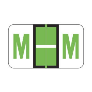 Jeter 5100 Compatible Alpha Labels, Letter "M", Light Green, Laminated Stock, 15/16" X 1-5/8" Individual Letters - Roll of 500