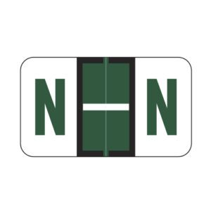 Jeter 5100 Compatible Alpha Labels, Letter "N", Dark Green, Laminated Stock, 15/16" X 1-5/8" Individual Letters - Roll of 500
