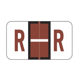 Jeter 5100 Compatible Alpha Labels, Letter "R", Brown, Laminated Stock, 15/16" X 1-5/8" Individual Letters - Roll of 500 - Image 1