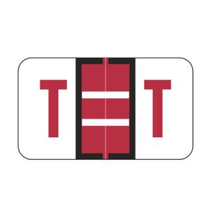 Jeter 5100 Compatible Alpha Labels, Letter "T", Red, Laminated Stock, 15/16" X 1-5/8" Individual Letters - Roll of 500 - Image 1