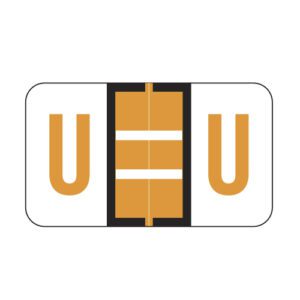 Jeter 5100 Compatible Alpha Labels, Letter "U", Light Orange, Laminated Stock, 15/16" X 1-5/8" Individual Letters - Roll of 500