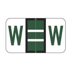 Jeter 5100 Compatible Alpha Labels, Letter "W", Dark Green, Laminated Stock, 15/16" X 1-5/8" Individual Letters - Roll of 500 - Image 1