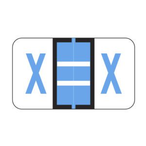Jeter 5100 Compatible Alpha Labels, Letter "X", Blue, Laminated Stock, 15/16" X 1-5/8" Individual Letters - Roll of 500 - Image 1