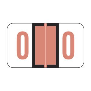 Jeter 6100 Compatible Numeric Labels, Number "0", Pink, Laminated Stock, 15/16" X 1-5/8" Individual Numbers - Roll of 500 - Image 1