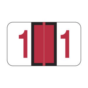 Jeter 6100 Compatible Numeric Labels, Number "1", Red, Laminated Stock, 15/16" X 1-5/8" Individual Numbers - Roll of 500 - Image 1
