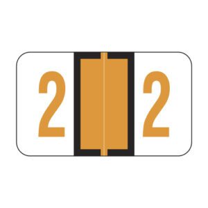 Jeter 6100 Compatible Numeric Labels, Number "2", Orange, Laminated Stock, 15/16" X 1-5/8" Individual Numbers - Roll of 500 - Image 1