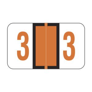 Jeter 6100 Compatible Numeric Labels, Number "3", Dark Orange, Laminated Stock, 15/16" X 1-5/8" Individual Numbers - Roll of 500 - Image 1