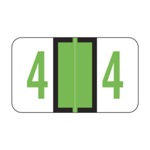 Jeter 6100 Compatible Numeric Labels, Number "4", Green, Laminated Stock, 15/16" X 1-5/8" Individual Numbers - Roll of 500