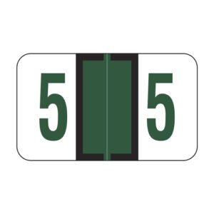 Jeter 6100 Compatible Numeric Labels, Number "5", Dark Green, Laminated Stock, 15/16" X 1-5/8" Individual Numbers - Roll of 500 - Image 1