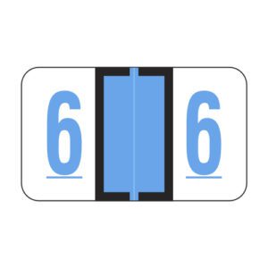 Jeter 6100 Compatible Numeric Labels, Number "6", Blue, Laminated Stock, 15/16" X 1-5/8" Individual Numbers - Roll of 500 - Image 1