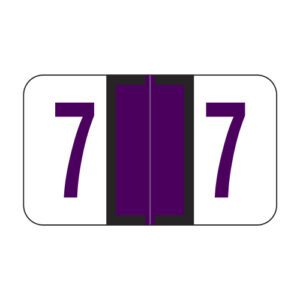 Jeter 6100 Compatible Numeric Labels, Number "7", Purple, Laminated Stock, 15/16" X 1-5/8" Individual Numbers - Roll of 500 - Image 1