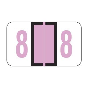 Jeter 6100 Compatible Numeric Labels, Number "8", Lilac, Laminated Stock, 15/16" X 1-5/8" Individual Numbers - Roll of 500 - Image 1