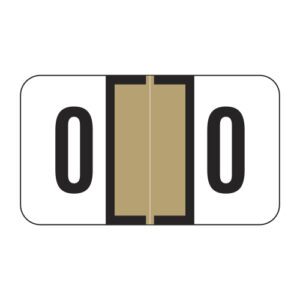 Jeter 7300 Compatible Numeric Labels, Number "0", Tan, Laminated Stock, 15/16" X 1-5/8" Individual Numbers - Roll of 500