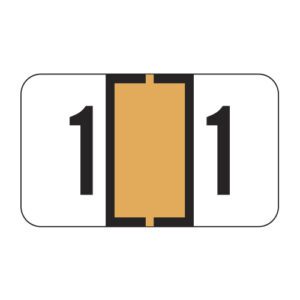 Jeter 7300 Compatible Numeric Labels, Number "1", Fluorescent Orange, Laminated Stock, 15/16" X 1-5/8" Individual Numbers - Roll of 500