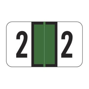 Jeter 7300 Compatible Numeric Labels, Number "2", Dark Green, Laminated Stock, 15/16" X 1-5/8" Individual Numbers - Roll of 500