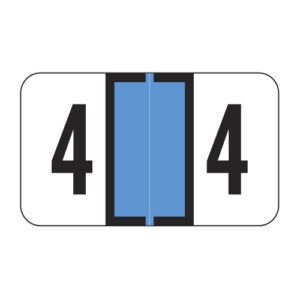 Jeter 7300 Compatible Numeric Labels, Number "4", Light Blue, Laminated Stock, 15/16" X 1-5/8" Individual Numbers - Roll of 500