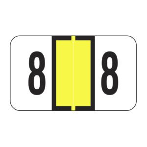 Jeter 7300 Compatible Numeric Labels, Number "8", Yellow, Laminated Stock, 15/16" X 1-5/8" Individual Numbers - Roll of 500