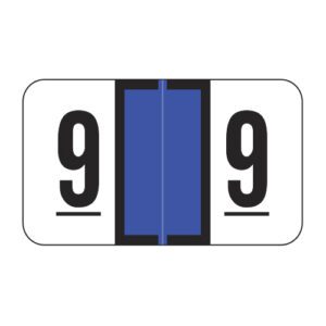 Jeter 7300 Compatible Numeric Labels, Number "9", Dark Blue, Laminated Stock, 15/16" X 1-5/8" Individual Numbers - Roll of 500