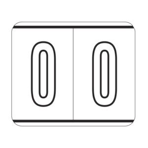 Kardex Compatible Numeric Labels, Number "0", White, Laminated Stock, 1-1/2" X 1-1/4" Individual Numbers - Roll of 500
