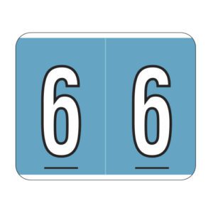Kardex Compatible Numeric Labels, Number "6", Blue, Laminated Stock, 1-1/2" X 1-1/4" Individual Numbers - Roll of 500