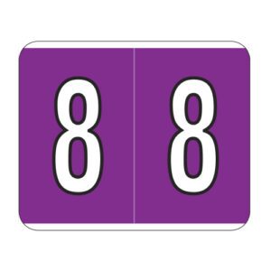 Kardex Compatible Numeric Labels, Number "8", Purple, Laminated Stock, 1-1/2" X 1-1/4" Individual Numbers - Roll of 500