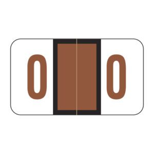 POS 3500 Compatible Numeric Labels, Number "0", Brown, Laminated Stock, 15/16" X 1-5/8" Individual Numbers - Roll of 500