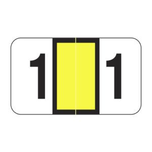 POS 3500 Compatible Numeric Labels, Number "1", Yellow, Laminated Stock, 15/16" X 1-5/8" Individual Numbers - Roll of 500