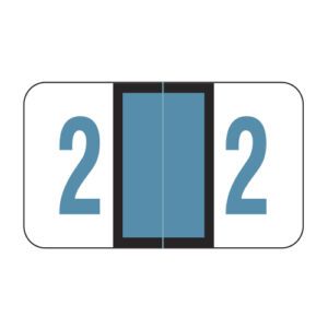 POS 3500 Compatible Numeric Labels, Number "2", Blue, Laminated Stock, 15/16" X 1-5/8" Individual Numbers - Roll of 500
