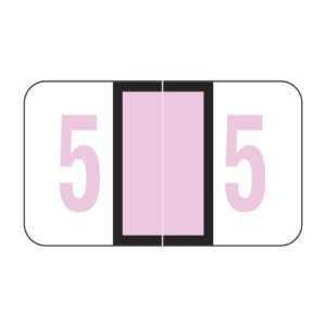 POS 3500 Compatible Numeric Labels, Number "5", Lavender, Laminated Stock, 15/16" X 1-5/8" Individual Numbers - Roll of 500
