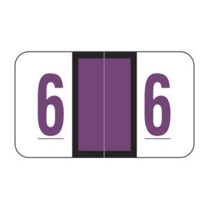 POS 3500 Compatible Numeric Labels, Number "6", Purple, Laminated Stock, 15/16" X 1-5/8" Individual Numbers - Roll of 500