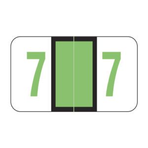 POS 3500 Compatible Numeric Labels, Number "7", Light Green, Laminated Stock, 15/16&#34 X 1-5/8&#34 Individual Numbers - Roll of 500