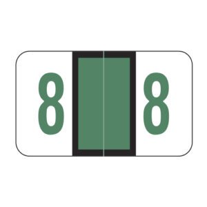 POS 3500 Compatible Numeric Labels, Number "8", Dark Green, Laminated Stock, 15/16" X 1-5/8" Individual Numbers - Roll of 500