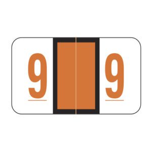POS 3500 Compatible Numeric Labels, Number "9", Orange, Laminated Stock, 15/16" X 1-5/8" Individual Numbers - Roll of 500