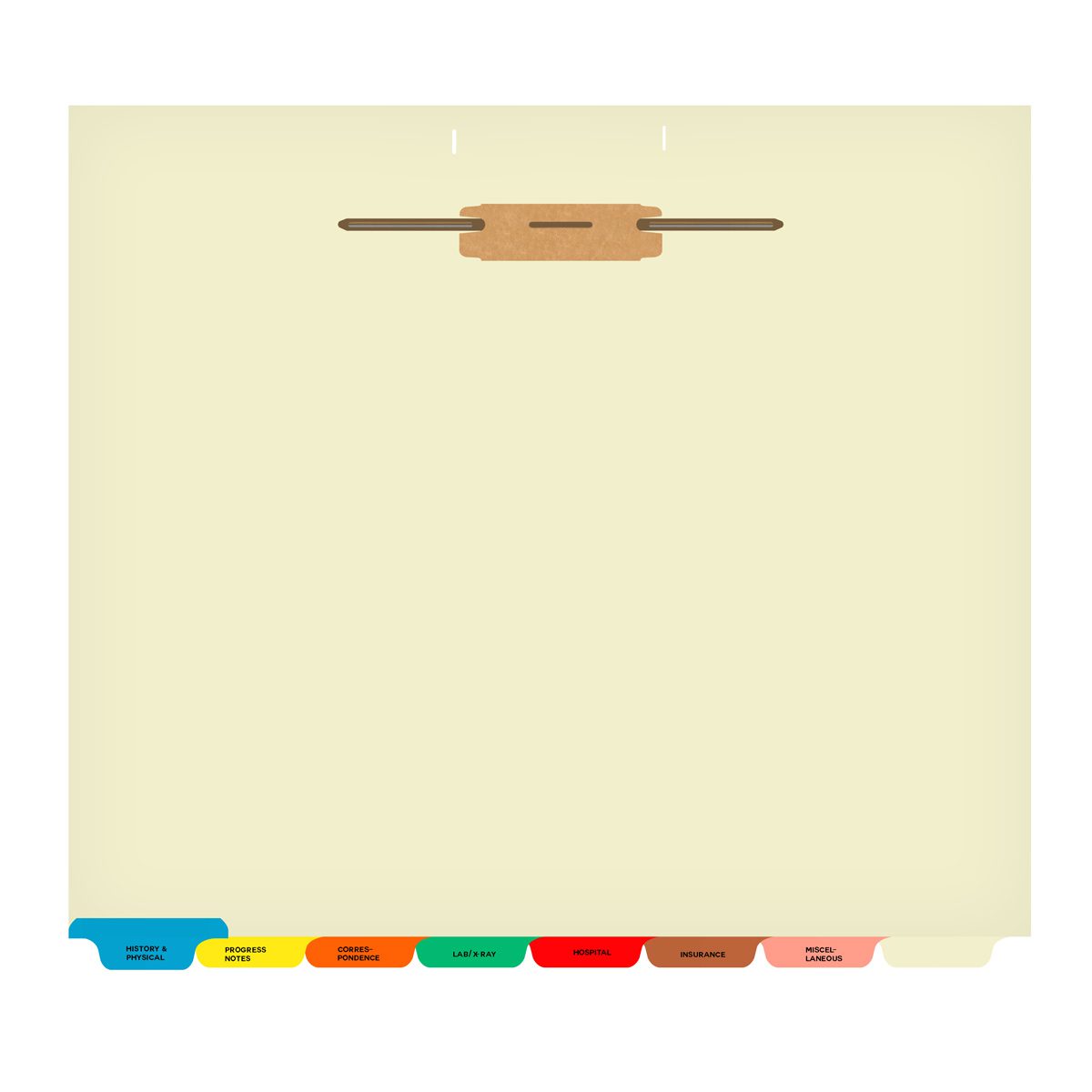 Stock Medical Fileback Divider Sets, Side Tabs Side Fastener (20 Sets of 8 Tabs)