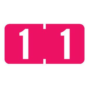 Tab Compatible Mini Numeric Labels, Number "1", Red, Vinyl Stock, 1/2" X 1" Individual Numbers - Roll of 500 - Image 1
