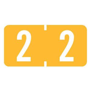 Tab Compatible Mini Numeric Labels, Number "2", Light Orange, Vinyl Stock, 1/2" X 1" Individual Numbers - Roll of 500 - Image 1