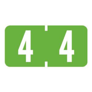 Tab Compatible Mini Numeric Labels, Number "4", Light Green, Vinyl Stock, 1/2" X 1" Individual Numbers - Roll of 500 - Image 1