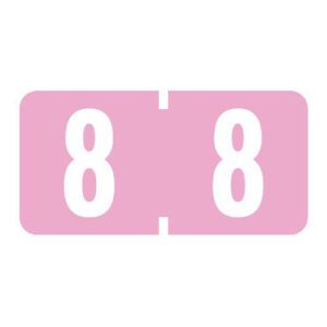 Tab Compatible Mini Numeric Labels, Number "8", Lilac, Vinyl Stock, 1/2" X 1" Individual Numbers - Roll of 500 - Image 1