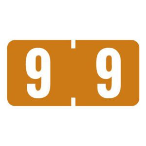 Tab Compatible Mini Numeric Labels, Number "9", Brown, Vinyl Stock, 1/2" X 1" Individual Numbers - Roll of 500 - Image 1