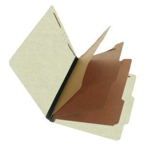 SJ Paper S60851 Match 25 Pt. Pressboard Classification Folders, 2/5 Cut ROC Top Tab, Letter Size, 3 Dividers, Green (Box of 10) - Image 1