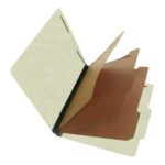 SJ Paper S61851 Match 25 Pt. Pressboard Classification Folders, 2/5 Cut ROC Top Tab, Legal Size, 3 Dividers, Green (Box of 10)