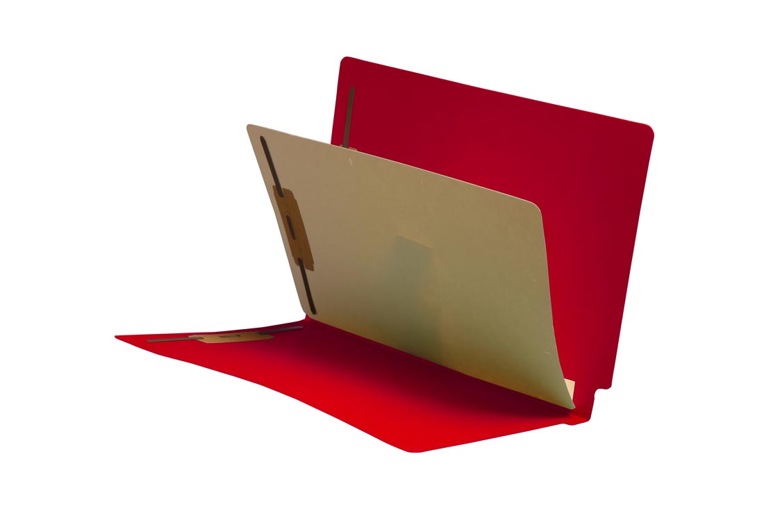 14 Pt. Red Folders, Full Cut End Tab, Letter Size, 1 Divider Installed